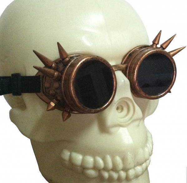 Retro Schweißerbrille ❘ Club Gothic Brille auf altbronze getrimmt mit Spikes